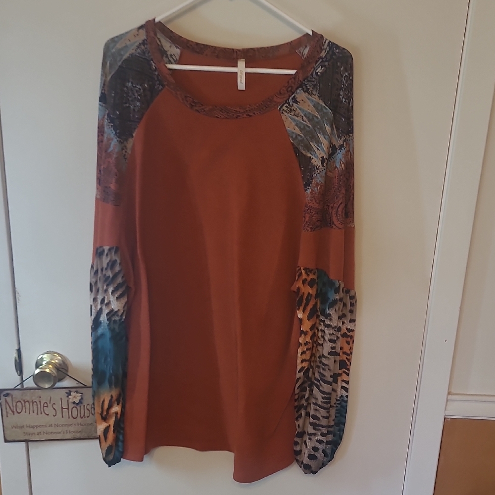 Brown Raglan Long Sleeve Boxy Tee